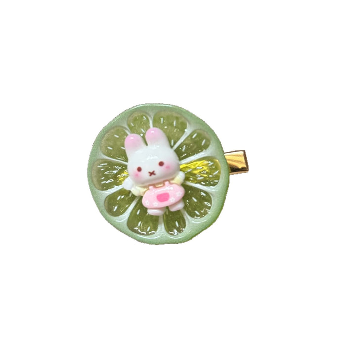 Wholesale Cute Pink Lemon Bunny Resin Duckbill Hair Clip Sweet Girl Hair Accessory Everyday Styling