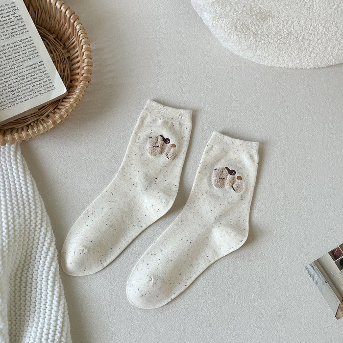 Wholesale Cute cartoon small animal cotton socks, mid tube socks