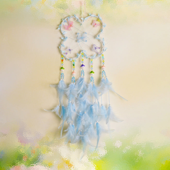 Wholesale Handmade Dream Catcher Wind Chime with Feathers Pink Kids Room Decor MOQ≥2