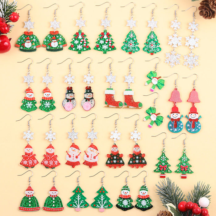 Wholesale Christmas earrings snowman Christmas tree snowflake acrylic earrings personality earrings ear jewelry