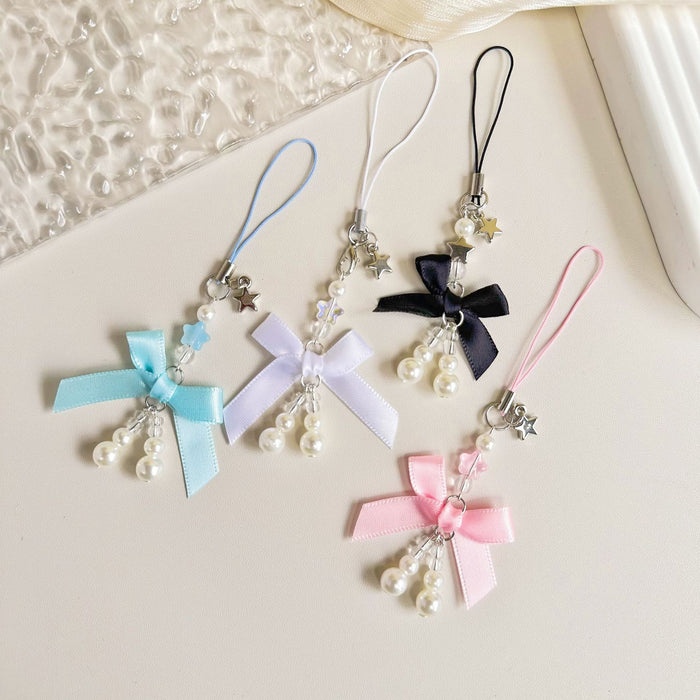 Original Cute Sweet Girl Heart Pearl Bow Bag Pendant Mobile Phone Hanging Mobile Phone Chain