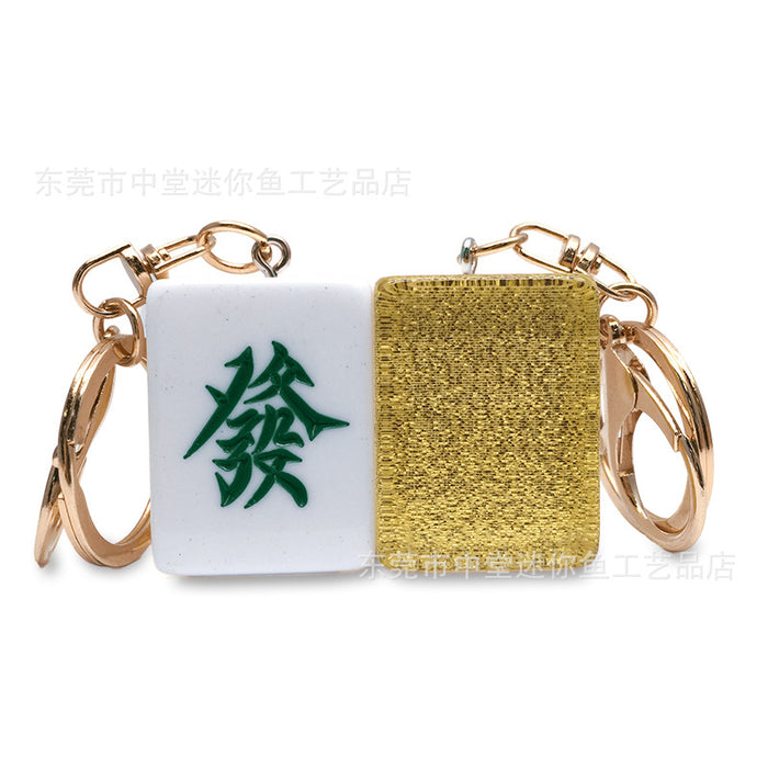 Wholesale Creative Mahjong Keychain Funny Small Accessories Simple Small Pendant Resin Accessories Pendant