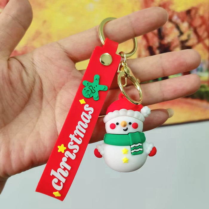 Wholesale Silicone Christmas Keychain Cute Cartoon Pendant
