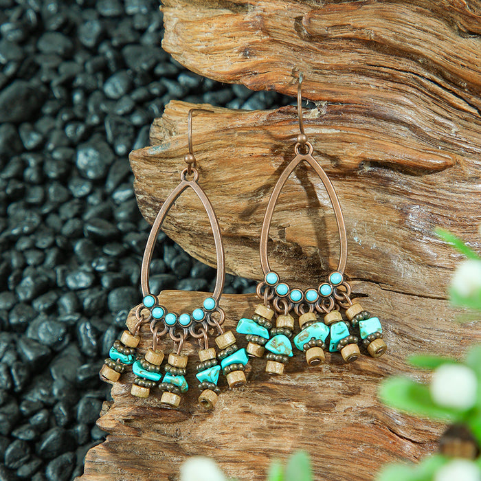 Wholesale Zinc Alloy Bohemian Turquoise Earring Set Fashion Jewelry Accessory MOQ≥2