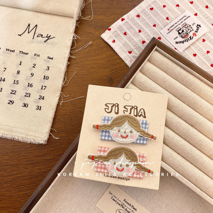 Wholesale New handmade fabric floral hair clip, cute apple cherry floral hair clip, versatile plaid hair accessory