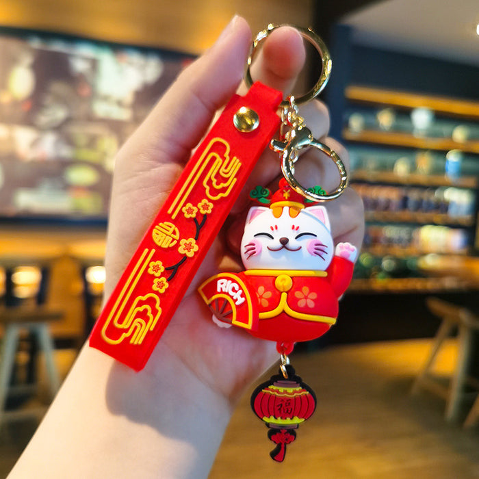 Wholesale Lucky Bag Lucky Cat Rubber Keychain JDC-KC-Tingm030