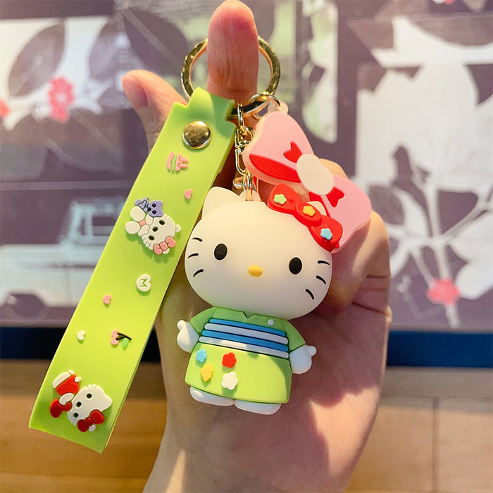 Wholesale  cat buckle cartoon Key Chain  PVC doll cat bag pendant car ring