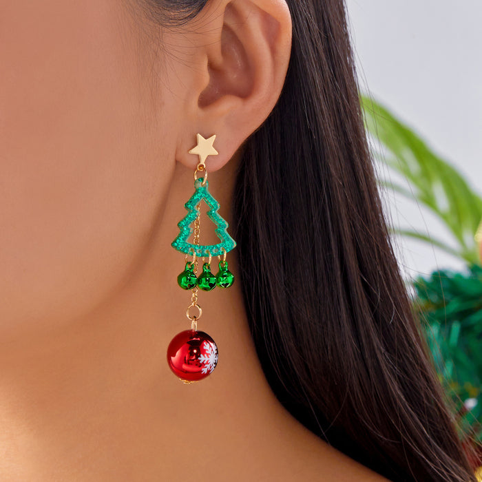 Wholesale Christmas earrings geometric cartoon design Christmas tree bell pendant earrings