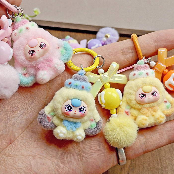 Wholesale Flocked Cartoon Cute Particle Keychain Bag Charm