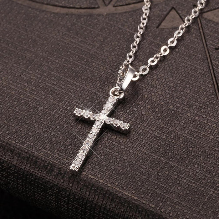 Wholesale Cross Pendant with Zirconia Stainless Steel Necklace JDC-NE-ChengHan006