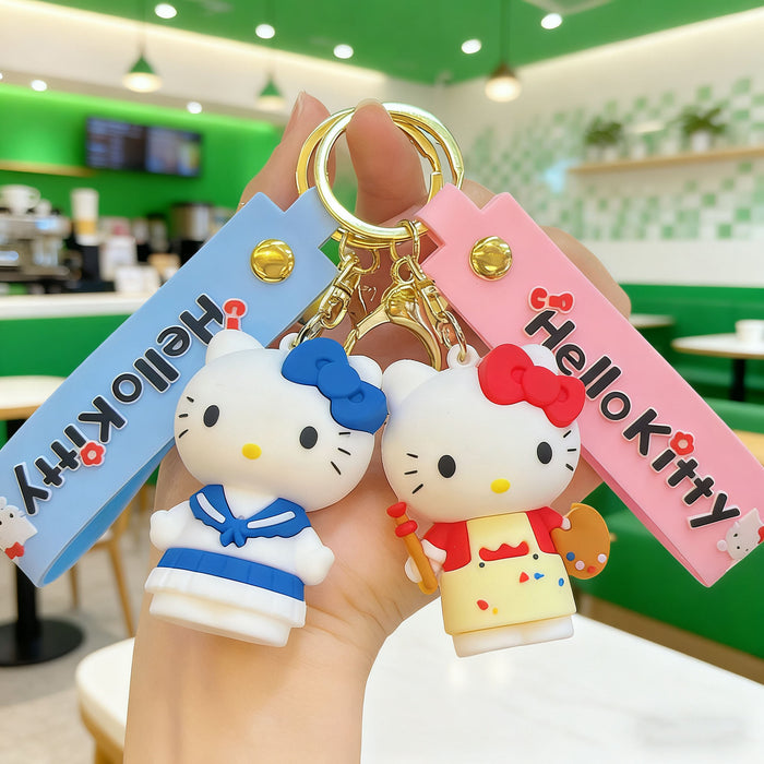 Wholesale Silicone Cat Keychain Cute Cartoon Design Car Key Accessory MOQ≥2