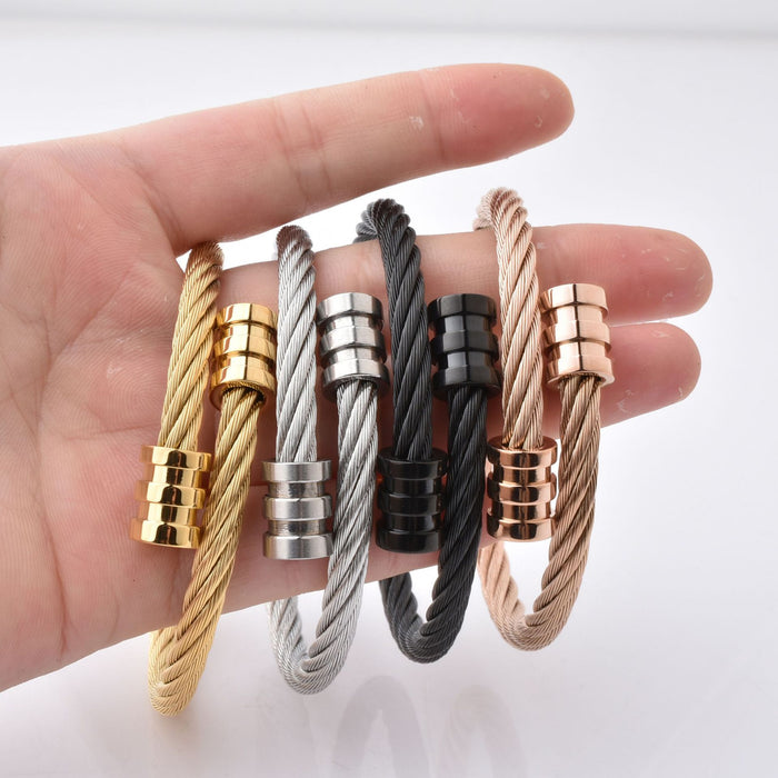 Wholesale Titanium Steel Wire Bracelet Punk Open Elastic Jewelry Fashion Bracelet