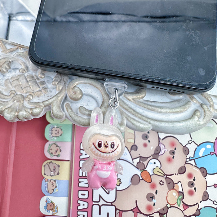 Wholesale Mobile phone dust plug charging port dust cap luminous pull cloth dust plug