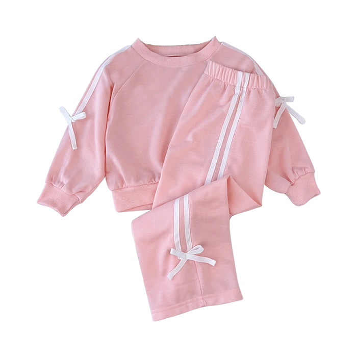 Wholesale Bow Bar Stitching Sweatshirt Children's Suit JDC-CTS-DuoEr006