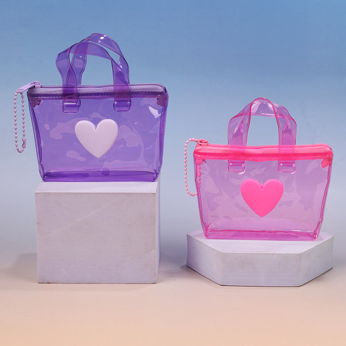 Wholesale Chic Heart Shaped Solid Pink Jelly Waterproof Coin Purse Earphone Bag Gift Pendant Storage Pouch For Everyday Use