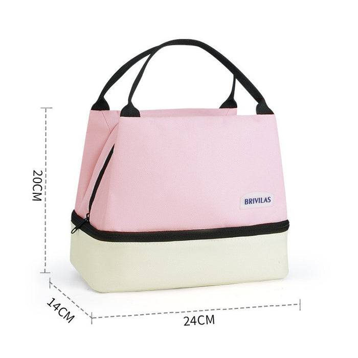 Wholesale Contrasting Color Printed Double-Layer Insulated Bag Ice Bag Outing Lunch Bag