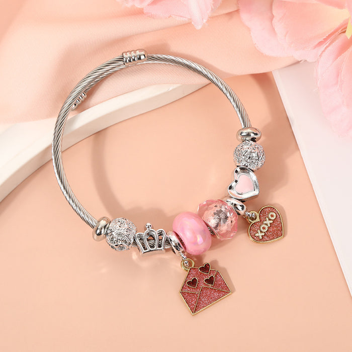 Wholesale Crystal bead stainless steel bracelet