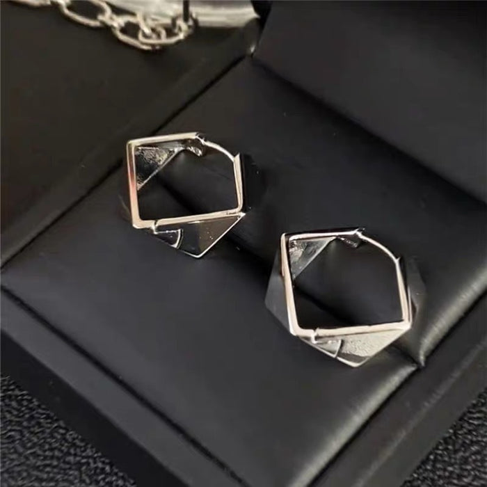 Wholesale   silver Earrings Metal Diamond Irregular Design Ear Buckle Earrings  Niche Earrings