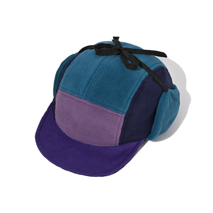 Wholesale Baseball cap, quick drying duckbill cap, ear protection, color blocked cap, fleece fleece