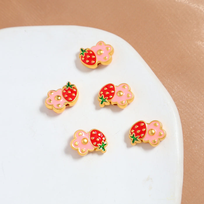 Wholesale Cartoon matte gold flower straight hole loose bead handmade DIY bracelet necklace bead