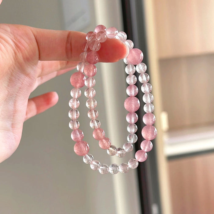 Wholesale Strawberry Crystal White Crystal Double Circle Peach Blossom