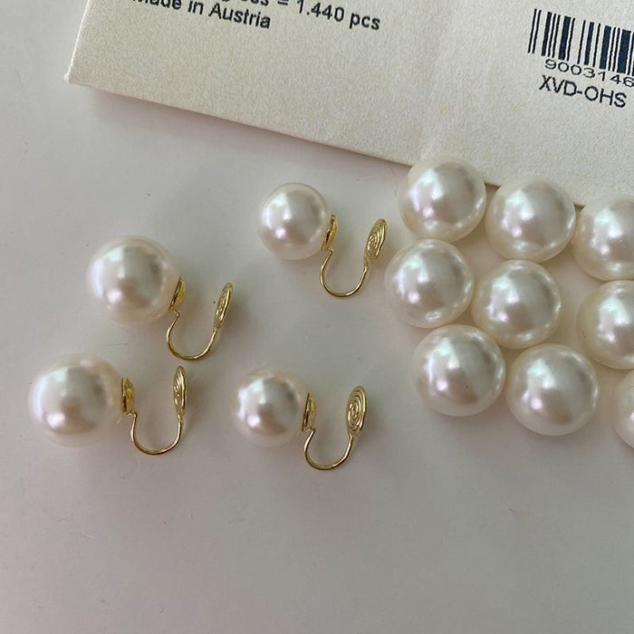 Wholesale Pearl stud earrings, retro ear clips for women without pierced ears