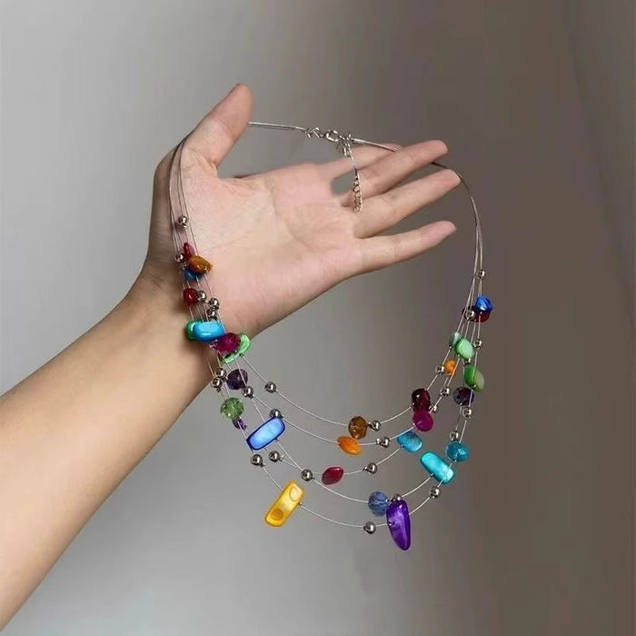 Wholesale Fashion Alloy Flower Long Chain Necklace Trendy Jewelry Accessory Gift