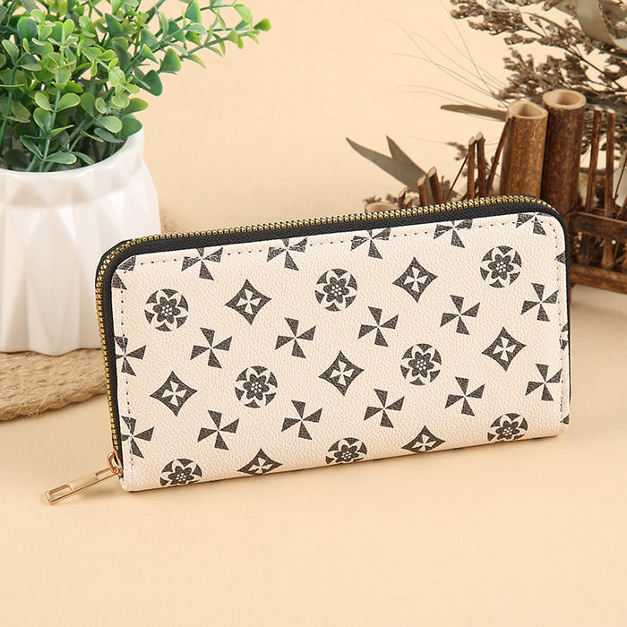 Wholesale PU Leather Long Wallet with Retro Print Design Large Capacity MOQ≥3