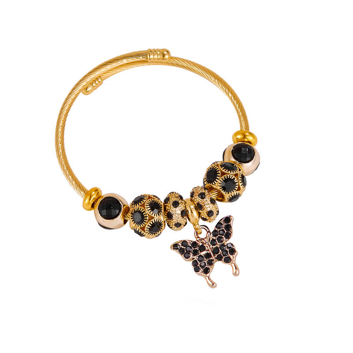Wholesale Stainless Steel Cartoon Beaded Bracelet with Butterfly Pendant MOQ≥2
