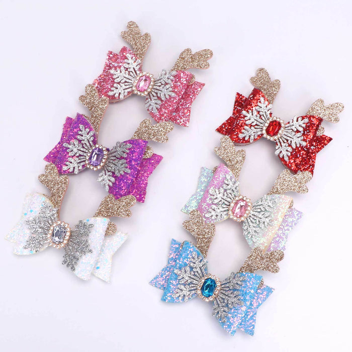 Wholesale Children Christmas Snowflake Fabric Bow Hairpin JDC-HC-Bais005