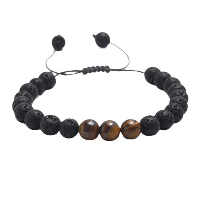 Wholesale Natural Stone Volcanic Stone Adjustable Braided Bracelet Men's Bracelet JDC-BT-HongM007