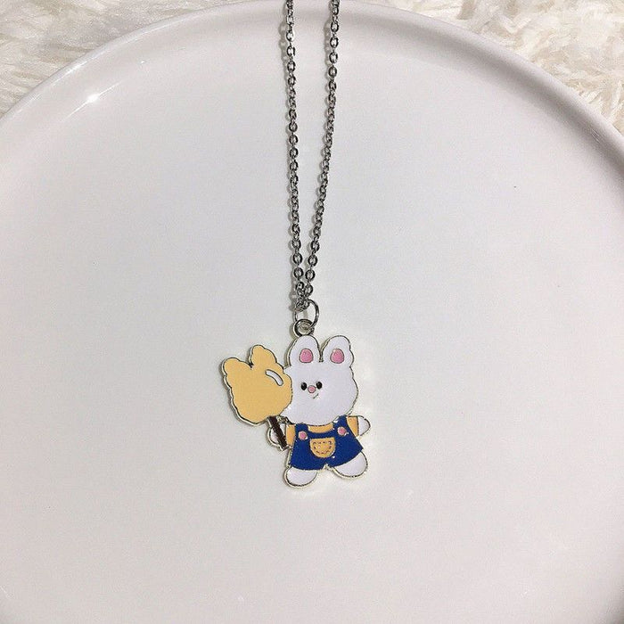 Wholesale Cartoon Style Smiling Bear Personality Pendant Stainless Steel Children's Necklace JDC-NE-YSJZ003