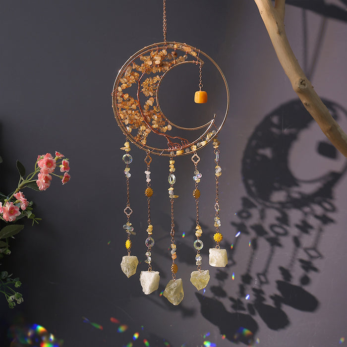 Wholesale Tree of Life Sun Catcher Colorful Crushed Stone Crysta Window Decorative Wind Chime