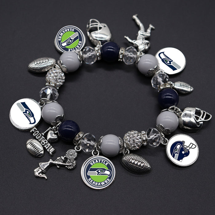 Wholesale Soccer Team Stretch Beaded Bracelet Unisex Steelers Saints
