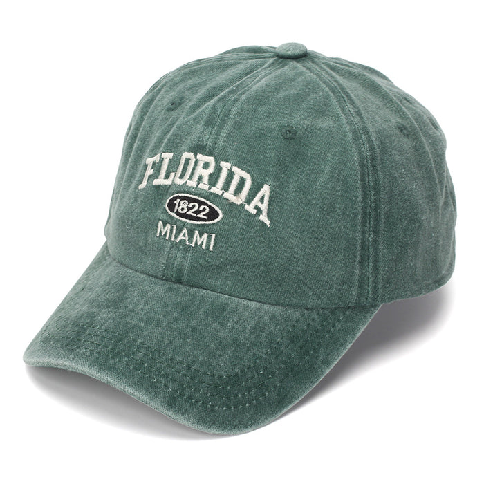 Wholesale Vintage Washed Cotton Baseball Cap with English Letter Embroidery Light Gray Sun Protection Hat