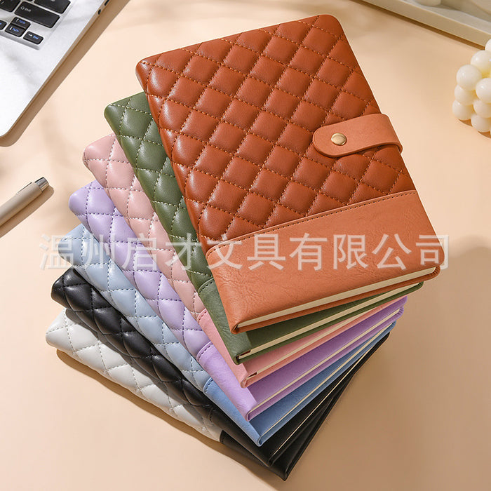 Wholesale Notebook Pu Spliced Rhombus Hand Ledger Creative High-Value Business Notepad