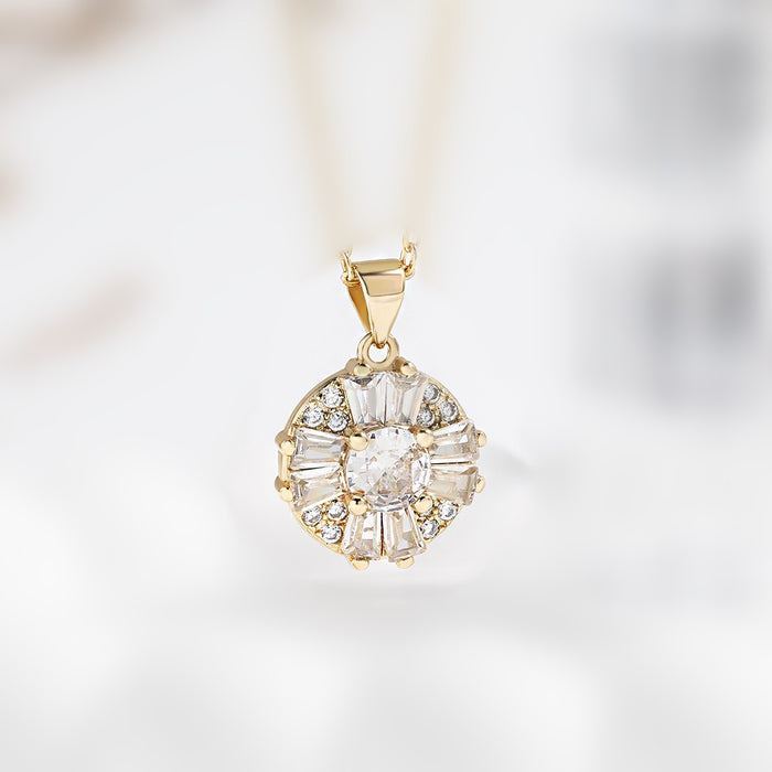 Wholesale Flower Clavicle Chain Pendant Elegant Fashion Internet Celebrity Rotating Zircon Necklace Women