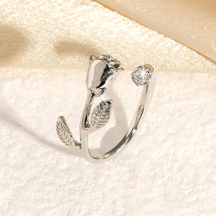 Wholesale Rose ring for women, sweet, fresh and personalized. Finger ring, simple and versatile. Handmade for women