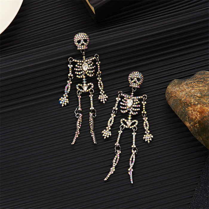 Wholesale  Alloy Diamond Skull Earrings Personalized Funny Pumpkin Bat Witch Earrings