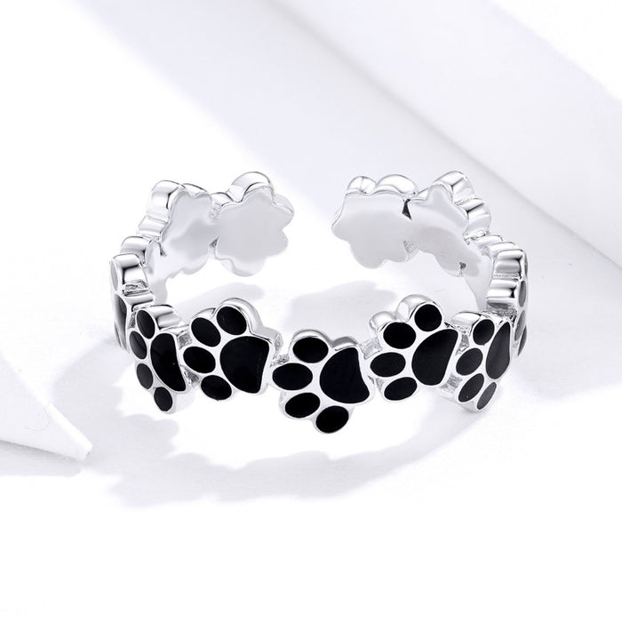 Wholesale Cartoon Dog Footprint Opening Ring Jewelry, niche design, fashionable and personalized jewelry