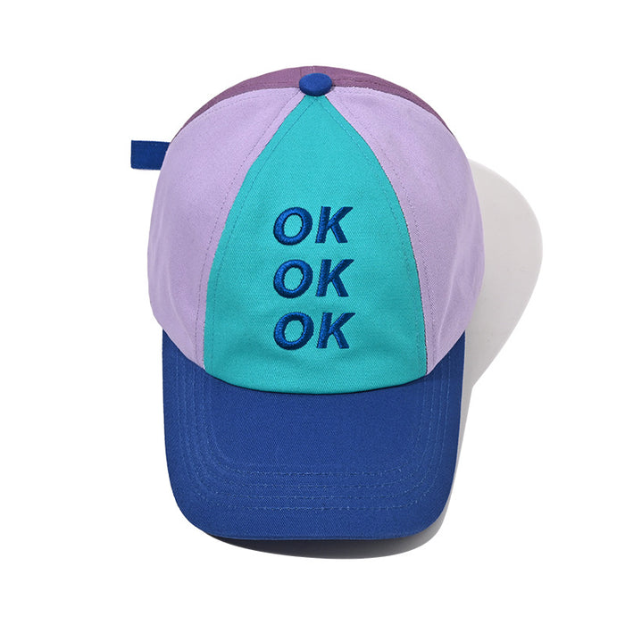 Wholesale Color blocked baseball cap embroidered letters duckbill cap soft top sun hat