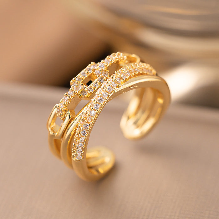 Wholesale Letter Rivet Zircon Ring