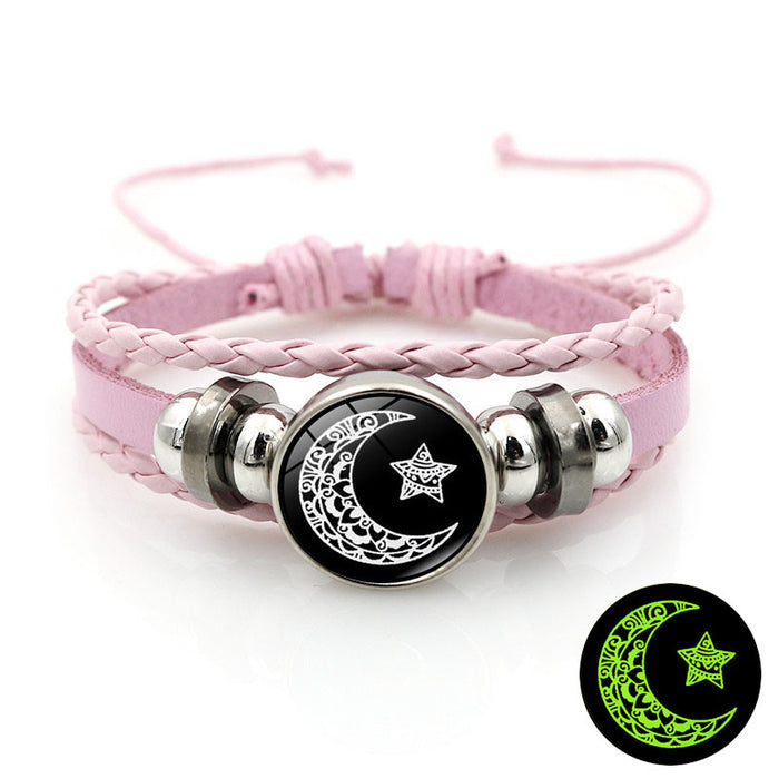 Wholesale Sun Moon Leather Bracelet Vintage Multi-layer Beaded Woven Bracelet Gift