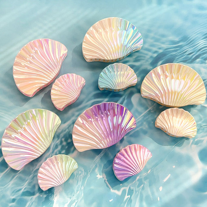 Wholesale Electroplated Plastic Hair Claw Clip with Gradient Shell Design Boutique