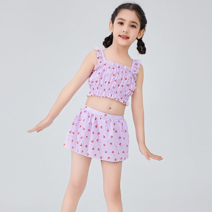 Wholesale New children's swimsuit, girls' hot spring, big children's split cute floral dress, new swimsuit, children's swimsuit