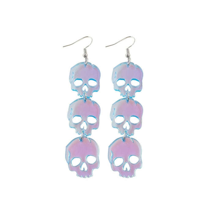 Wholesale Halloween Color Laser Skull Ghost Pumpkin Acrylic Printing Earrings JDC-ES-QingM004