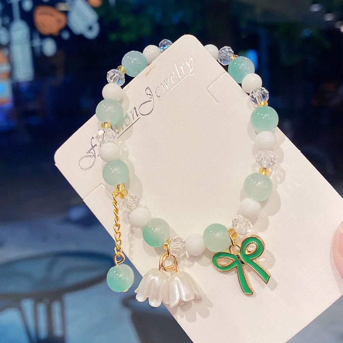 Wholesale Lily of the Valley Bow Glass Electroplated Bracelet