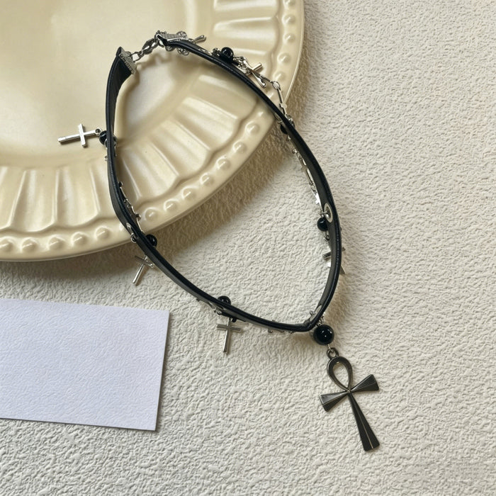 Wholesale Punk Cross Pendant Choker Necklace Fashion Accessory