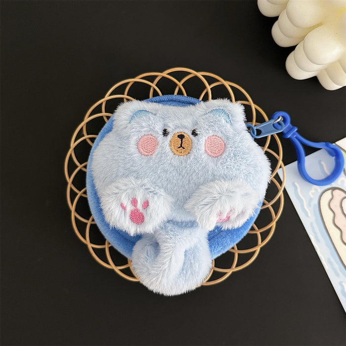 Wholesale Cartoon Plush Coin Purse Cute Mini Soft Cute Cat Coin Storage Bag Student Portable Earphone Bag