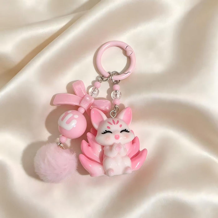 Wholesale Resin Cartoon Nine-Tailed Fox Phone Pendant Cute Keychain Accessory for Girls